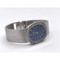 Large View Patek Philippe Ellipse 18K White Gold Diamond Set Ladies Bracelet Watch 21mm