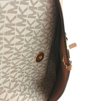 Michael Kors Vanilla Zip Pocket Handbag Signature Canvas Leather Trim