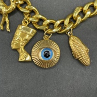 Ladies 22ct Yellow Gold Curb Link Charm Bracelet