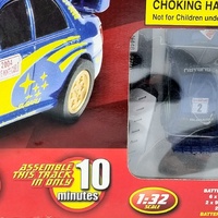 Hot Trax 1:32 RC Slot Car Racing Set Subaru Rally Cars 8m Track Lights