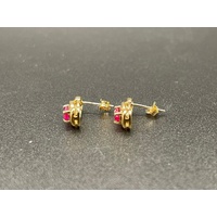 Ladies 9ct Yellow Gold Gemstone Stud Earrings