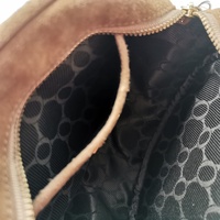 Oroton Suede Round Shoulder Bag Chain Strap Emblem Design Vintage Style