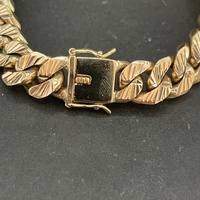 Mens 9ct Yellow Gold Diamond Cut Curb Link Bracelet
