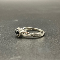 Ladies 18ct White Gold Natural Diamond and Sapphire Ring