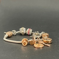 Ladies 925 Sterling Silver Snake Link Charm Bracelet