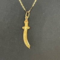 Unisex 18ct Yellow Gold Anchor Link Chain & Sword Pendant