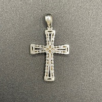 Ladies 18ct White Natural Diamond Cross Pendant