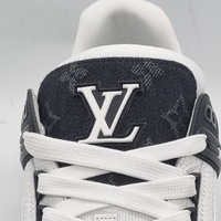 Louis Vuitton LV Trainer Black Monogram Denim US 12 MS026412 1A9JGB