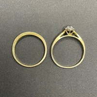 Ladies 18ct Yellow Gold 2 Ring Set Natural Diamond Rings