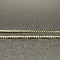 Ladies 925 Sterling Silver Box Link & Red Gemstone Necklace