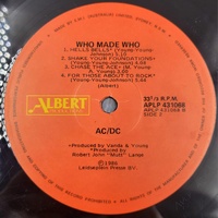 AC/DC Who Made Who 1986 Albert Australian First Pressing Vinyl LP Rare