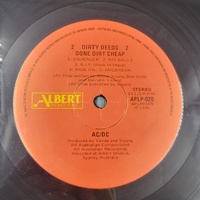 AC/DC Dirty Deeds Done Dirt Cheap 1987 Reissue Australian Vinyl LP APLP-020