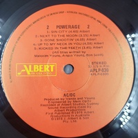 AC/DC Powerage 1987 Albert Productions Reissue Australian Pressing Vinyl Record