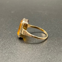 Ladies 9ct Yellow Gold Amber Stone Ring