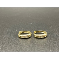 Ladies 9ct Yellow Gold Diamond Hoop Earrings