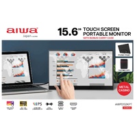 Aiwa 15.6 Inch Touchscreen Portable Monitor AWPD152KPT with Bonus Carry Case
