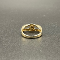 Ladies 10ct Yellow Gold Natural Diamond Cross Over Ring