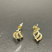 Ladies 9ct Two Tone Gold Dangle Earrings