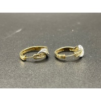 Ladies 9ct Yellow Gold Diamond Hoop Earrings