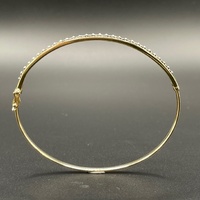 Ladies 9ct Yellow Gold Natural Diamond Oval Bangle