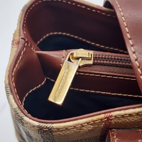 Burberry Haymarket Nova Check Coated Canvas Tote Bag with Brown Leather Trim