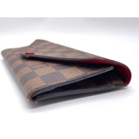 Louis Vuitton Sarah Wallet Damier Ebene Canvas Red Interior with Box