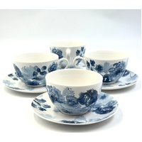 Madras Link Midnight Roses 9 Piece Tea For Four Set New Bone China