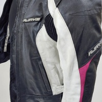 RJays Sapphire XS Ladies Motorcycle Jacket Black White Pink Leather