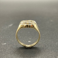 Mens 9ct Yellow Gold Dollar Sign Diamond Ring