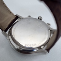 Fossil FS4738 Mens Chronograph Watch Brown Leather Quartz White Dial