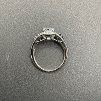 Ladies 14ct White Gold Blue Gemstone & Diamond Ring