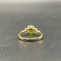 Ladies 10ct Yellow Gold Green Gemstone & Diamond Ring
