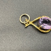 Ladies 9ct Yellow Gold Purple Stone Pendant