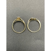 Ladies 9ct Yellow Gold Diamond Ring Set