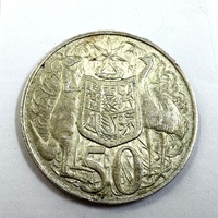 Australian 1966 50 Cent Coin Elizabeth II Round Silver Coin AU Mint