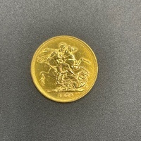 Unisex 22ct Yellow Gold Sovereign 1875 Queen Victoria Coin