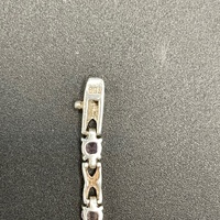 Ladies 925 Sterling Silver Fancy Link Purple Gemstone Bracelet