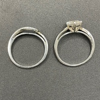 Ladies 925ct Sterling Silver CZ Bridal Ring Set
