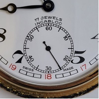 Le Cheminant 1822 Swiss 17J Incabloc Manual Wind Fisherman Pocket Watch