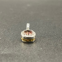 Ladies 18ct White Gold Pink Stone & Diamond Pendant