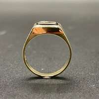 Mens 9ct Yellow Gold Diamond Signet Ring