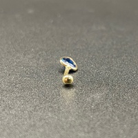 Ladies 9ct Yellow Gold Heart Blue Gemstone Navel Belly Ring