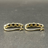 Ladies 9ct Yellow Gold Diamond & Sapphire Oval Hoop Earrings