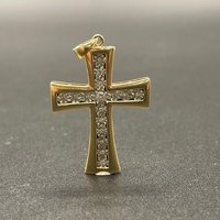 Unisex 9ct Yellow Gold Diamond Crucifix Cross Pendant