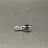 Ladies 10ct White Gold Blue Sapphire & Diamond Droplet Pendant