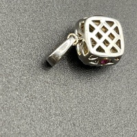 Ladies 10ct White Gold Blue Sapphire & Diamond Pendant