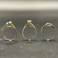 Ladies 9ct Yellow Gold Diamond Triple Ring Set