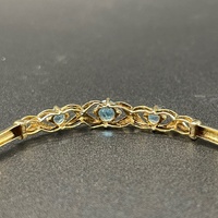 Ladies 9ct Yellow Gold Blue Stone Trifari Bangle