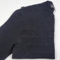 Emporio Armani Men's Black Ribbed Knit Crewneck Sweater Size S Authenticated CLG