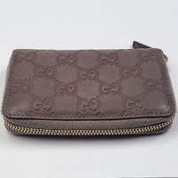 Authentic GUCCI Microguccissima Brown Leather Zip Around Wallet - 255452